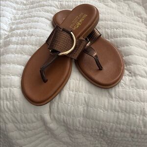 Coach Gloria Leather Sandal Gold Ring Made in Italy Size 6